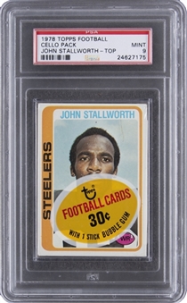 1978 Topps Football Unopened Cello Pack – John Stallworth Rookie Card on Top – PSA MINT 9